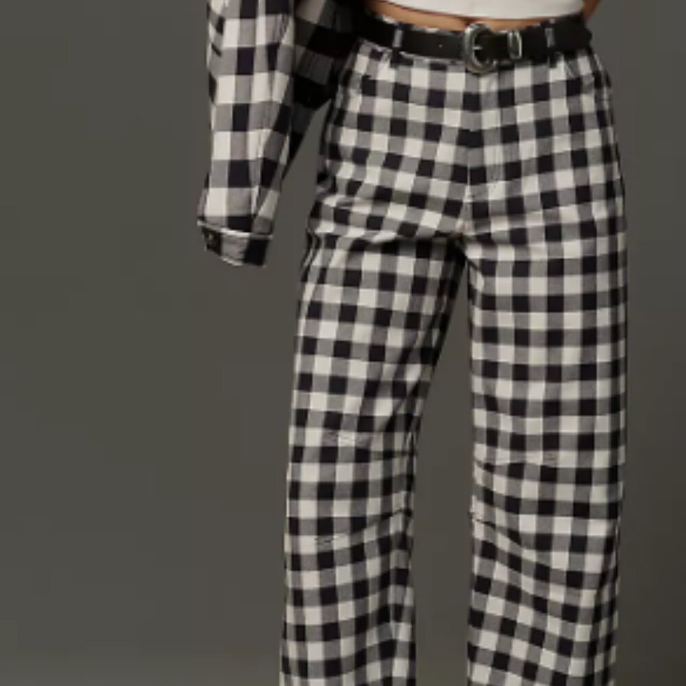 NWT, ALIGNE Ned Check Barrel Trousers, Size 10
